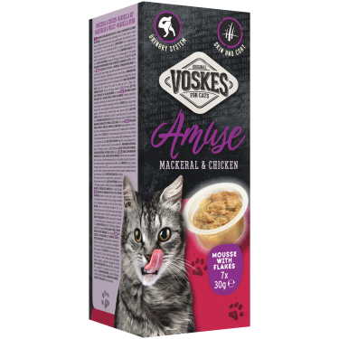 VOSKES MOUSSE WITH FLAKES MACKERAL & CHICKEN 7X30GR / MUS Z MAKRELĄ I KAWAŁKAMI KURCZAKA