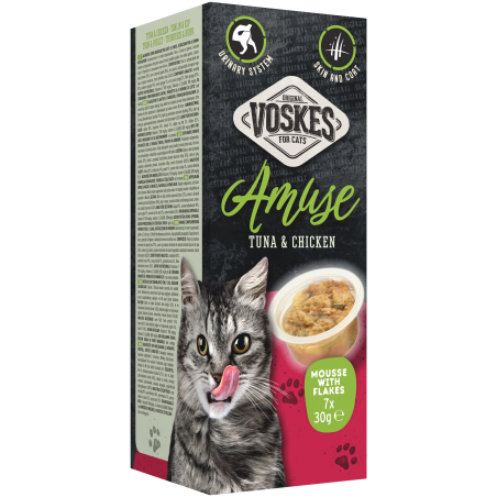 VOSKES MOUSSE WITH FLAKES TUNA & CHICKEN 7X30GR / MUS Z TUŃCZYKIEM I KAWAŁKAMI KURCZAKA