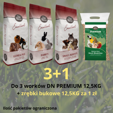 PAKIET DN GRYZOŃ  3+1 12,5KG / ŚWINKA KRÓLIK GRYZOŃ ZRĘBKI