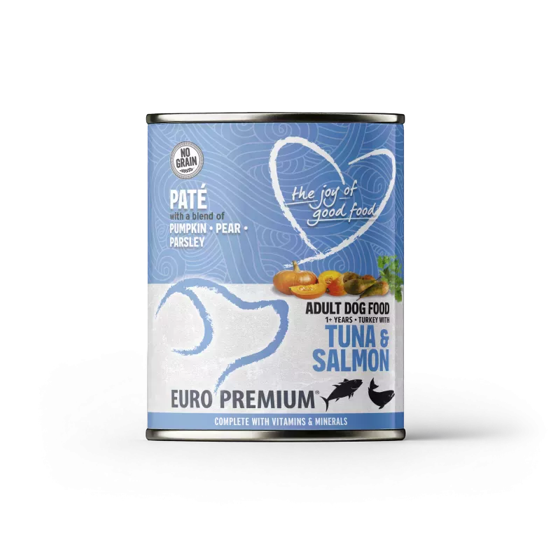 EP PATE ADULT WITH TUNA  SALMON 400G (6) / PUSZKA MOKRA KARMA DLA DOROSŁEGO PSATUŃCZYK  ŁOSOŚ