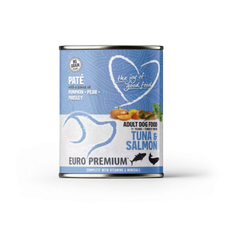 EP PATE ADULT WITH TUNA  SALMON 400G (6) / PUSZKA MOKRA KARMA DLA DOROSŁEGO PSATUŃCZYK  ŁOSOŚ
