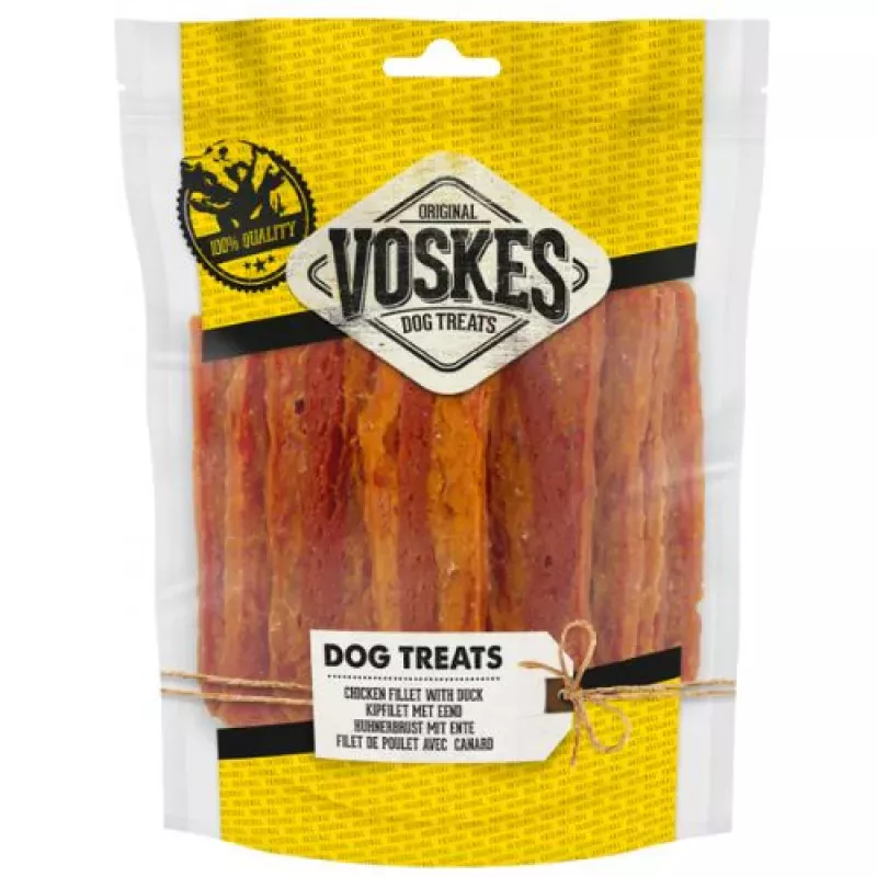 VOSKES CHICKEN FILLET STRIPS WITH DUCK 0,4KG (10) / FILET Z KURCZAKA Z KACZKĄ