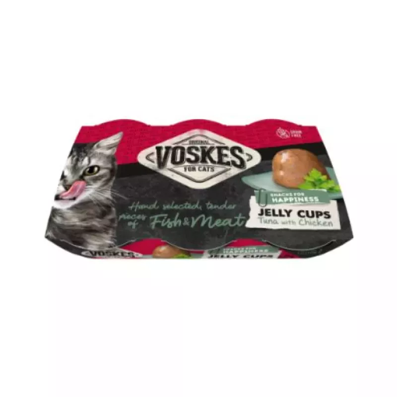 VOSKES JELLY CUPS TUNA  CHICKEN 6X25G (12) / KUBKI GALARETKI Z TUŃCZYKIEMI KURCZAKIEM