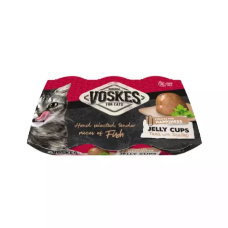VOSKES JELLY CUPS TUNA  SCALLOP 6X25G (12)/KUBKI GALARETKI Z TUŃCZYKIEM I PRZEGRZEBKAMI