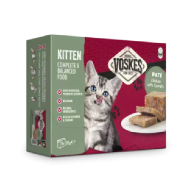 VOSKES KITTEN PATÉ CHICKEN WITH CARROTS 85G (8) / MŁODY KOT PASZTET KURCZAK Z MARCHEWKĄ