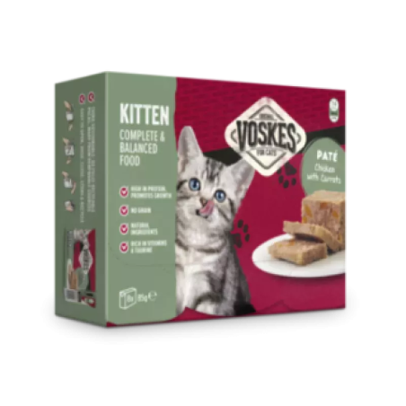 VOSKES KITTEN PATÉ CHICKEN WITH CARROTS 85G (8) / MŁODY KOT PASZTET KURCZAK Z MARCHEWKĄ