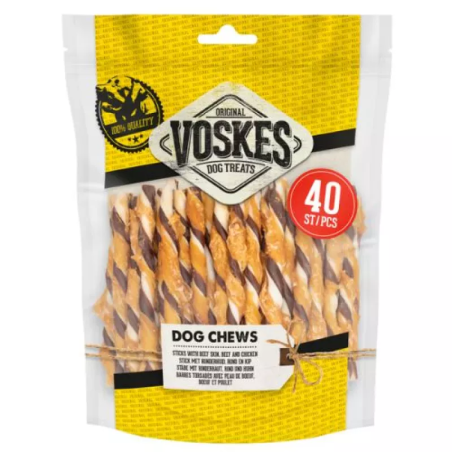 VOSKES STICKS WITH BEEF SKIN, BEEF AND CHICKEN 0,4KG (15) / PATYCZKI Z WOŁOWINĄ I KURCZAKIEM